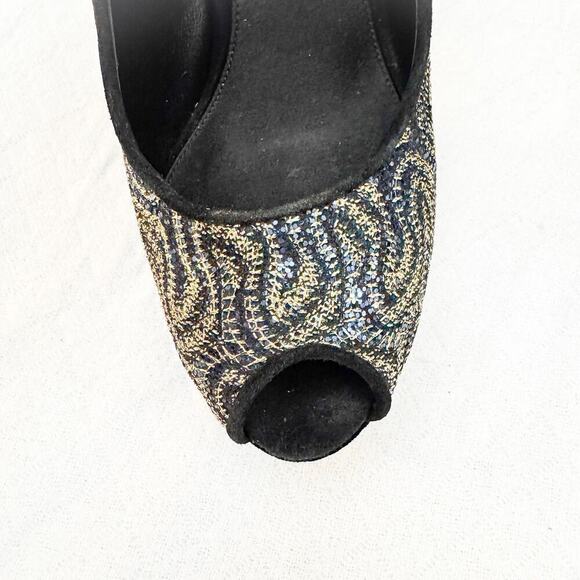 Sebastian CLIO Studded Patterned Open Toe Heeled Platform Shoes Size 38 Italy - Picture 4 of 6